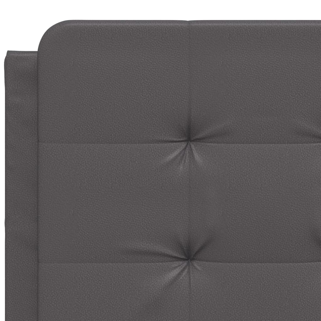 Bed frame with gray headboard 140x200 cm in imitation leather