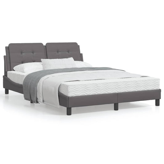 Bed frame with gray headboard 140x200 cm in imitation leather