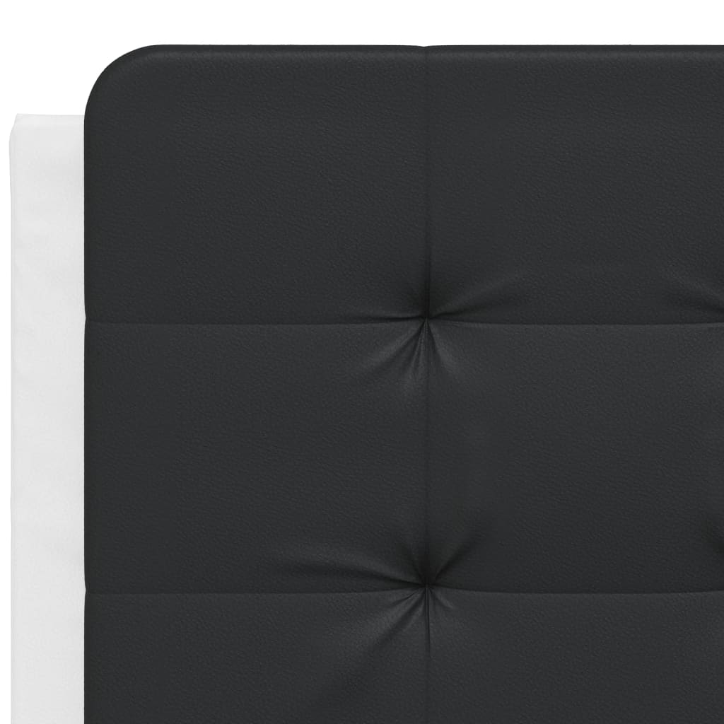 Bed frame with black and white headboard 140x200 cm in imitation leather