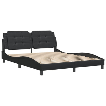 Black bed frame with headboard 160x200 cm in imitation leather