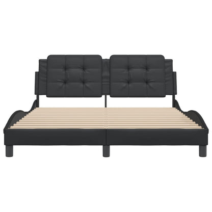 Black bed frame with headboard 160x200 cm in imitation leather