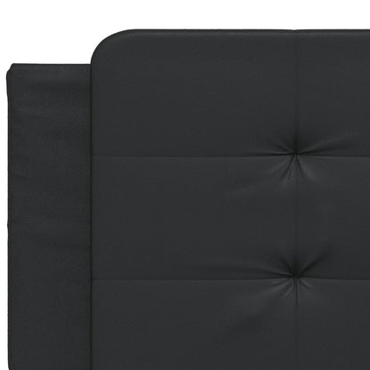 Black bed frame with headboard 160x200 cm in imitation leather