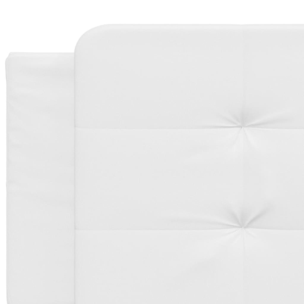 White bed frame with headboard 160x200 cm in imitation leather