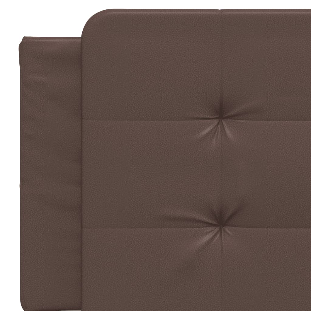 Bed frame with brown headboard 160x200 cm in imitation leather