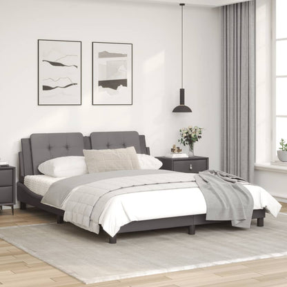 Bed frame with gray headboard 160x200 cm in imitation leather