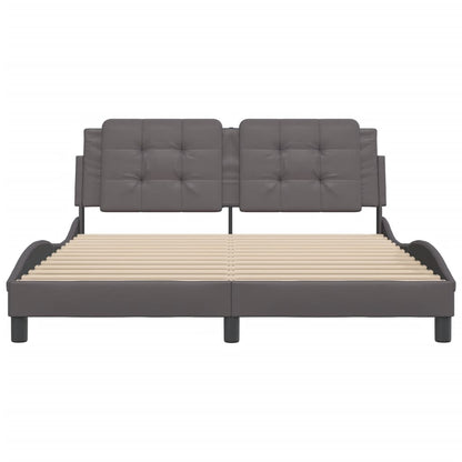 Bed frame with gray headboard 160x200 cm in imitation leather