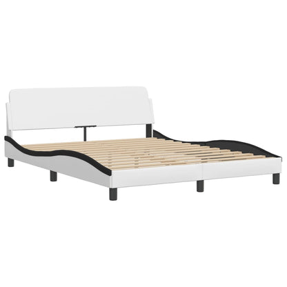 Bed frame with black and white headboard 160x200 cm in imitation leather