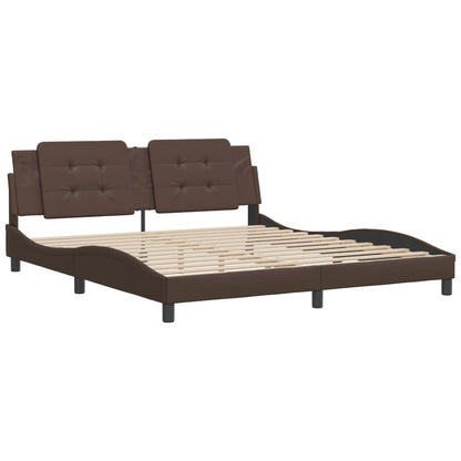 Bed frame with brown headboard 180x200 cm in imitation leather