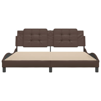 Bed frame with brown headboard 180x200 cm in imitation leather