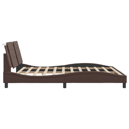 Bed frame with brown headboard 180x200 cm in imitation leather