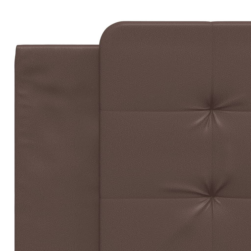 Bed frame with brown headboard 180x200 cm in imitation leather