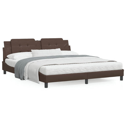 Bed frame with brown headboard 180x200 cm in imitation leather