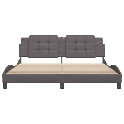 Bed frame with gray headboard 180x200 cm in imitation leather