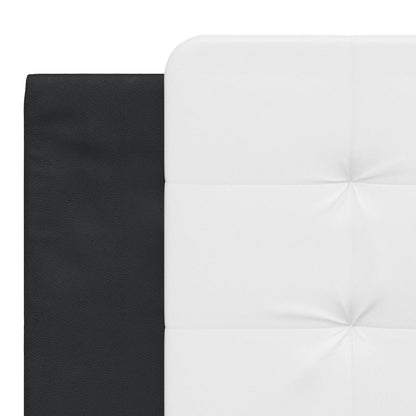 Bed frame with black and white headboard 180x200 cm in imitation leather