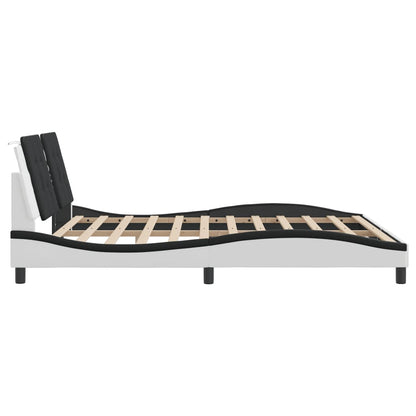 Bed frame with black and white headboard 180x200 cm in imitation leather