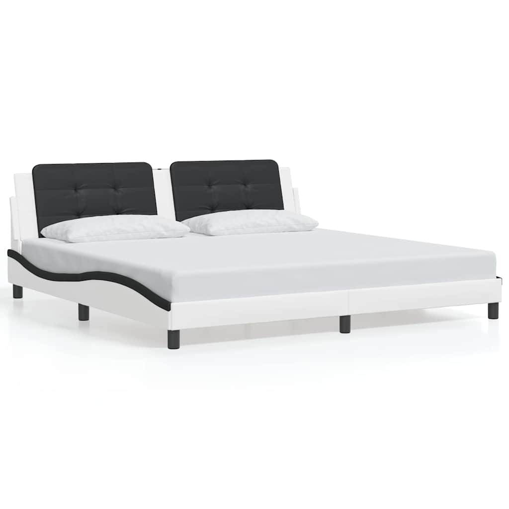 Giroletto senza Materasso Zadar Bianco e Nero 200x200 cm in Similpelle | homemem39