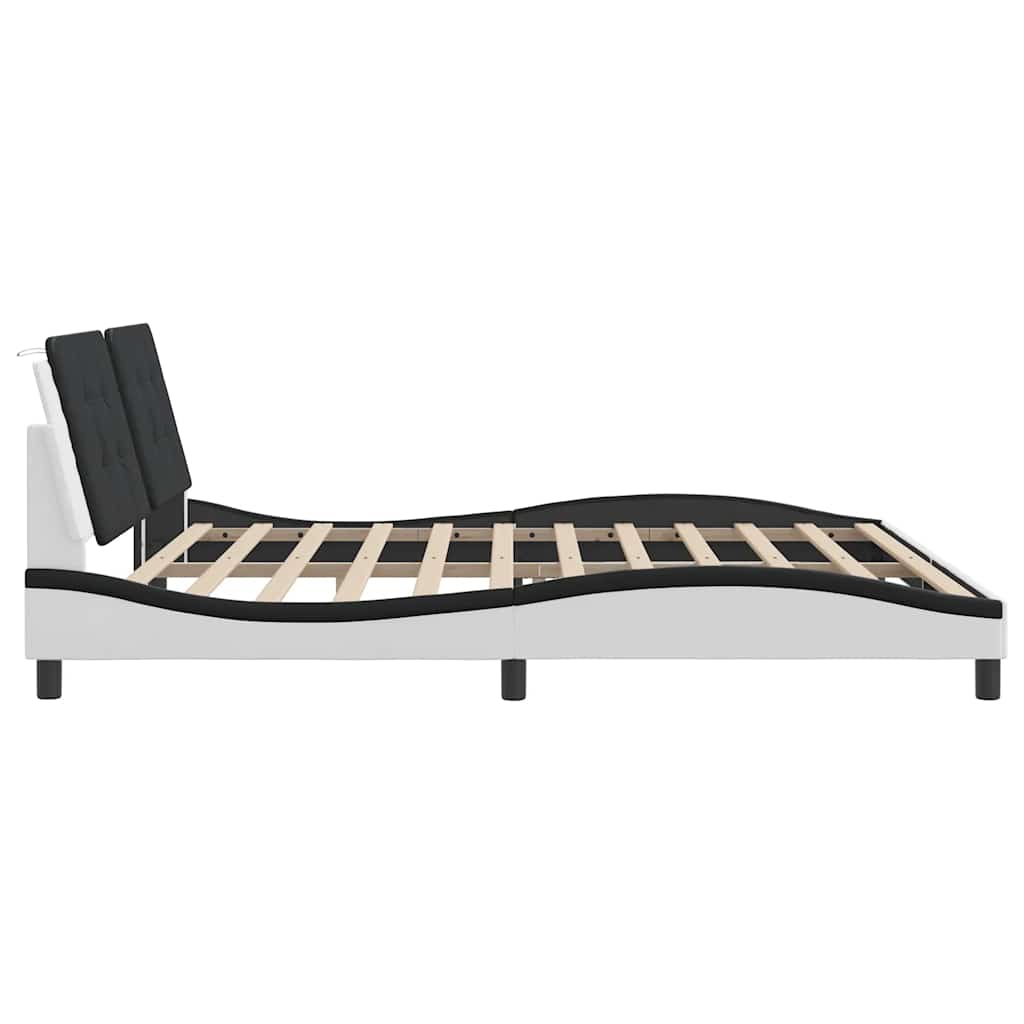 Giroletto senza Materasso Zadar Bianco e Nero 200x200 cm in Similpelle | homemem39