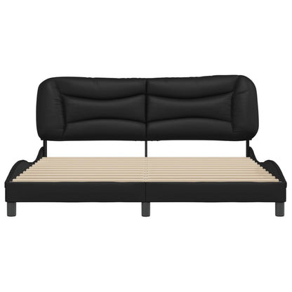 Black bed frame with headboard 180x200 cm in imitation leather