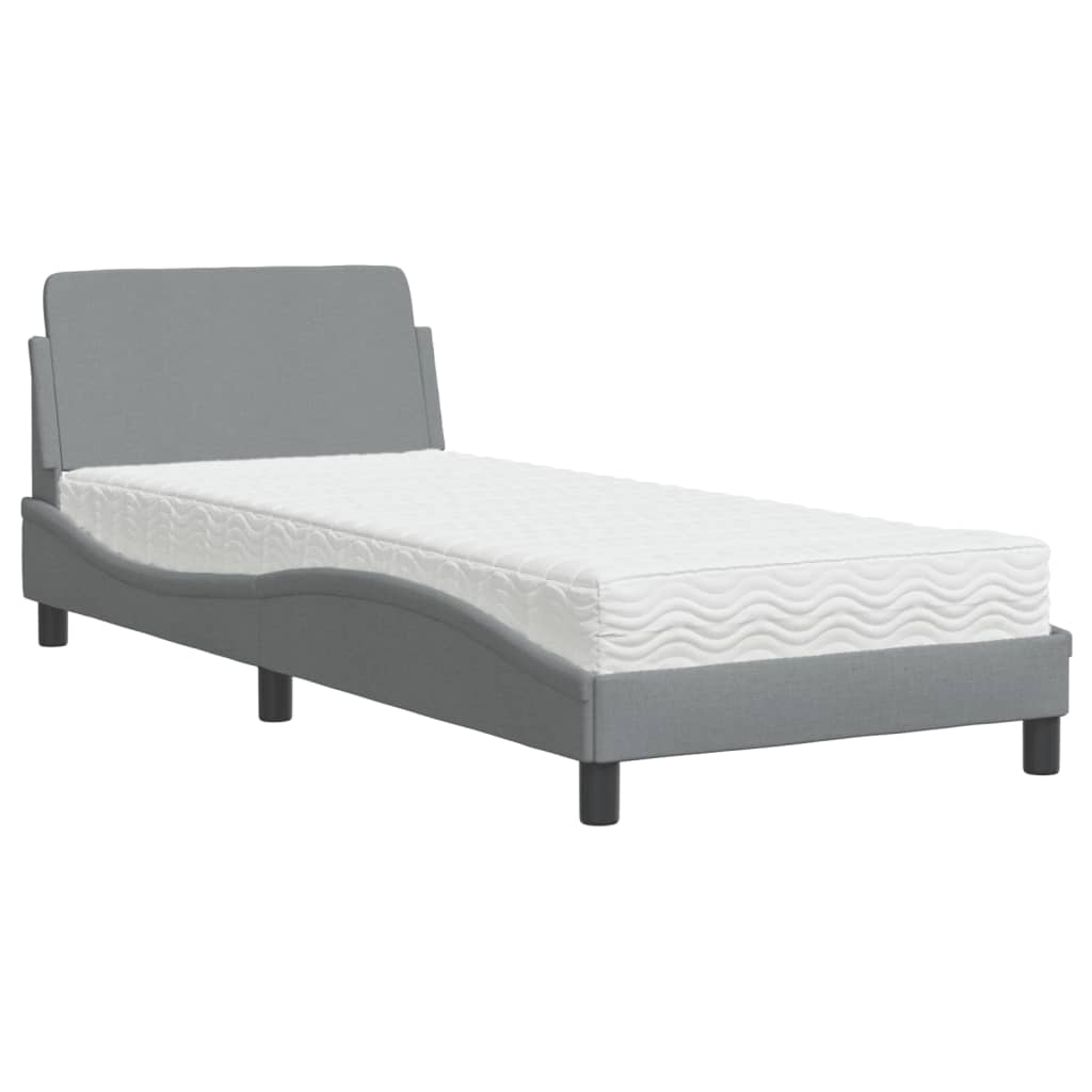 Letto con Materasso Grigio Chiaro 80x200 cm in Tessuto