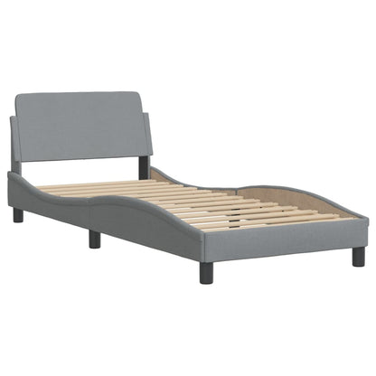 Bed with Light Gray Mattress 80x200 cm in Fabric