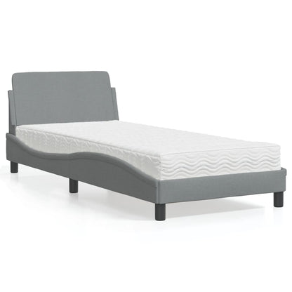 Bed with Light Gray Mattress 80x200 cm in Fabric