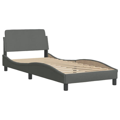 Bed with Dark Gray Mattress 80x200 cm in Fabric