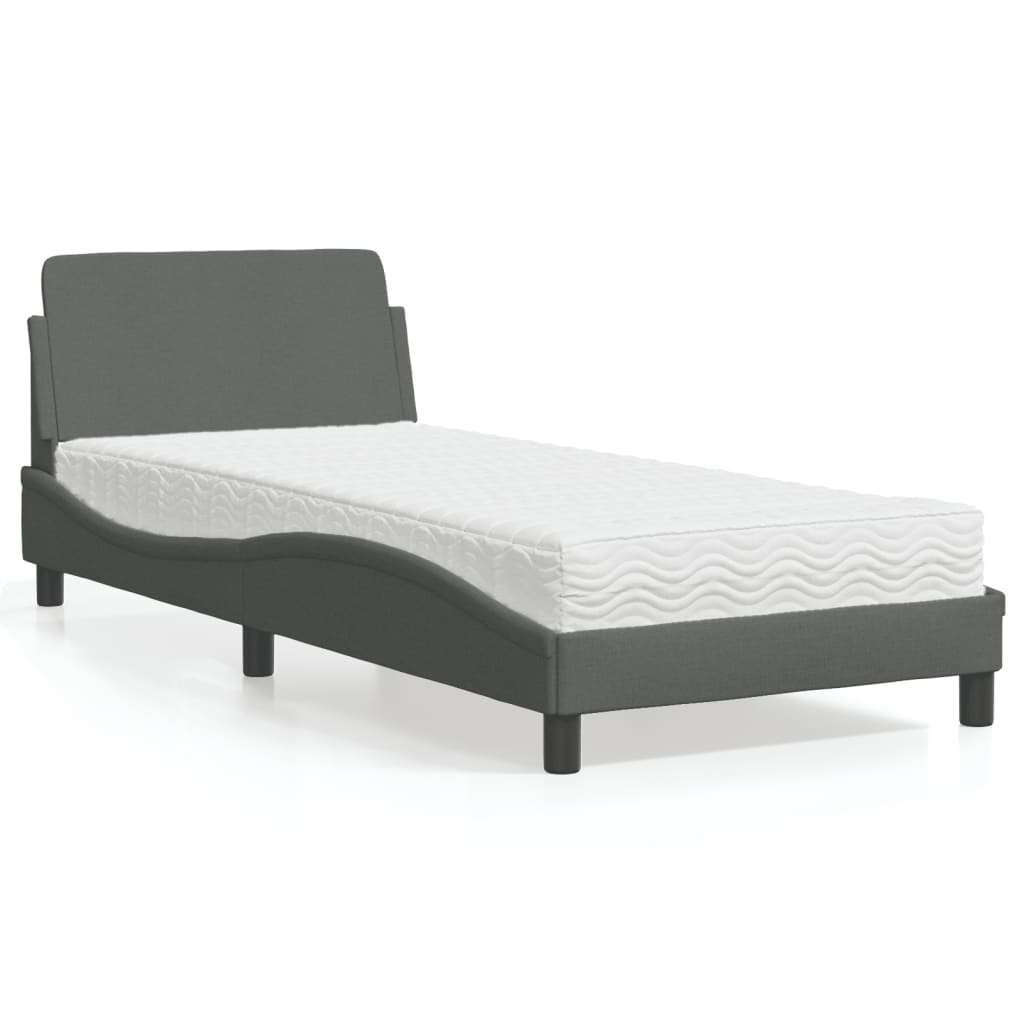 Bed with Dark Gray Mattress 80x200 cm in Fabric