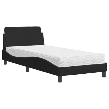 Letto con Materasso Nero 80x200 cm in Tessuto