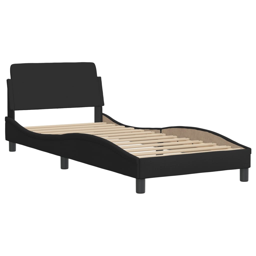 Letto con Materasso Nero 80x200 cm in Tessuto