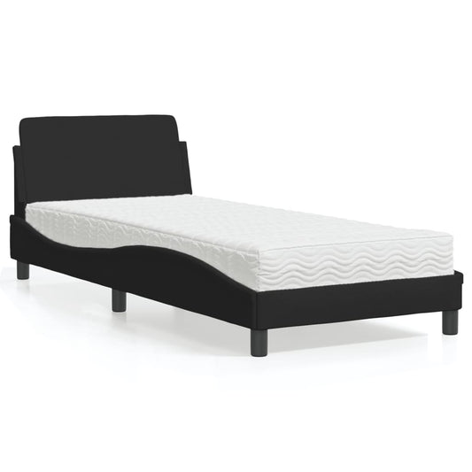 Letto con Materasso Nero 80x200 cm in Tessuto