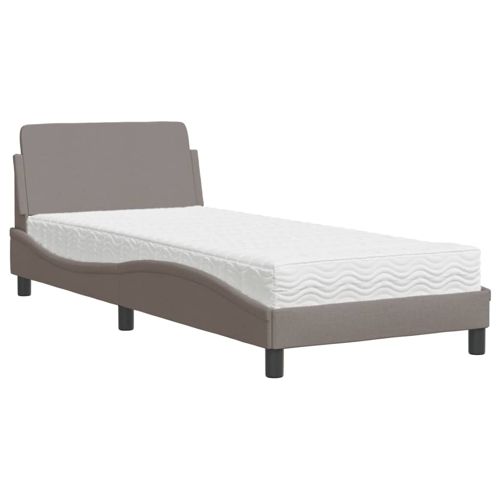 Bed with Dove Gray Mattress 80x200 cm in Fabric