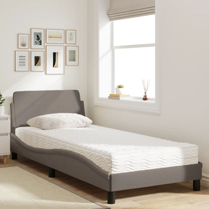 Bed with Dove Gray Mattress 80x200 cm in Fabric