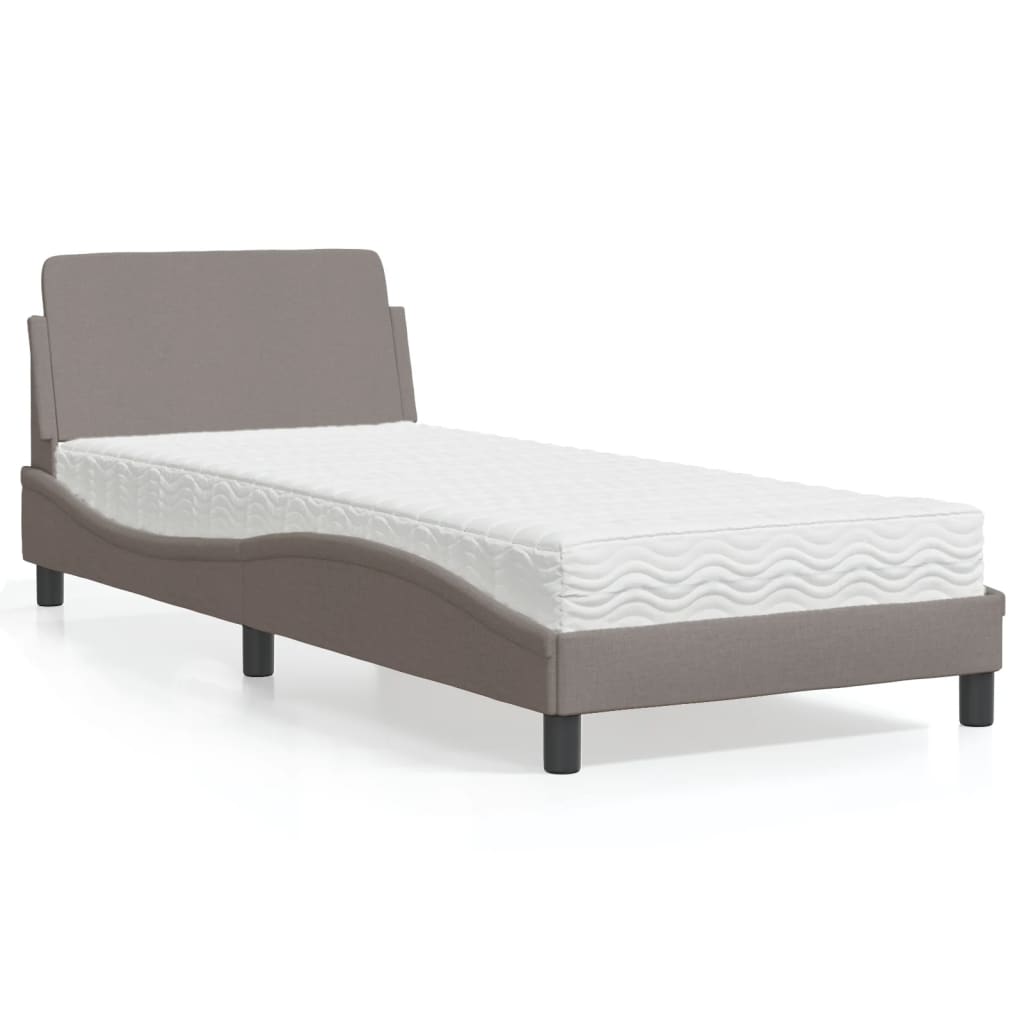 Bed with Dove Gray Mattress 80x200 cm in Fabric