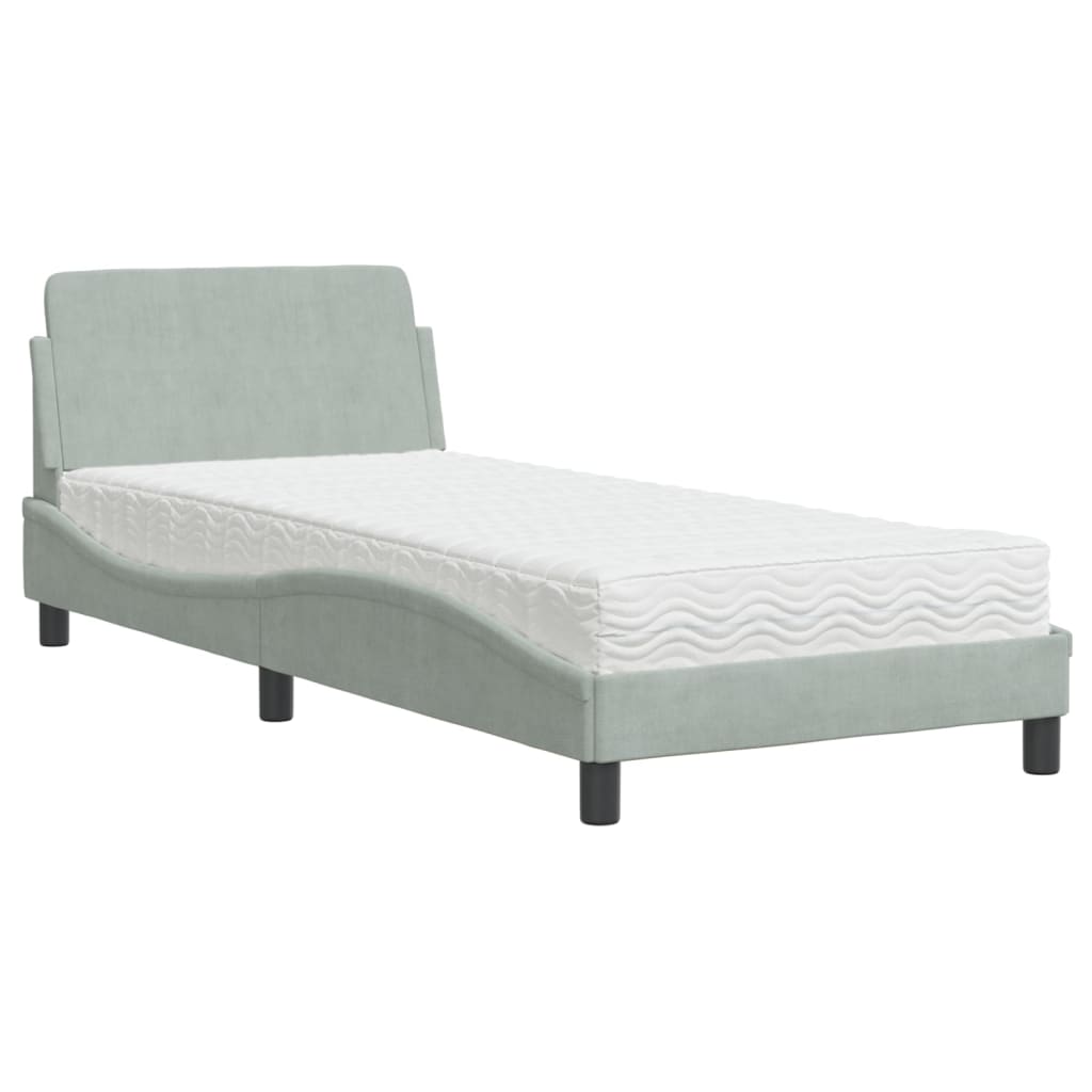 Letto con Materasso Grigio Chiaro 80x200 cm in Velluto