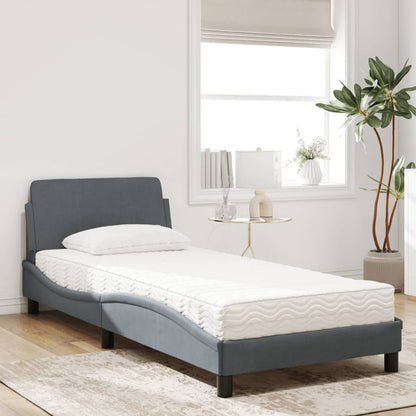 Bed with Dark Gray Mattress 80x200 cm in Velvet