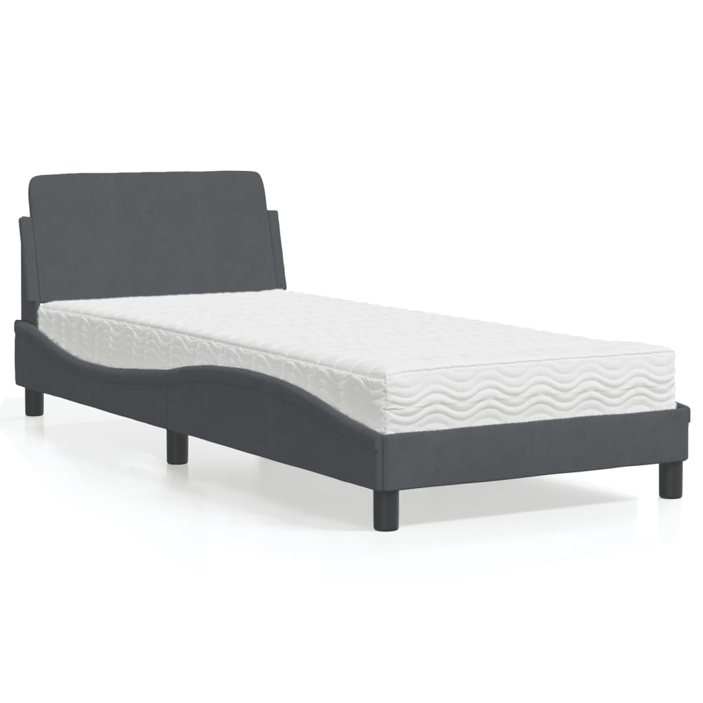 Bed with Dark Gray Mattress 80x200 cm in Velvet