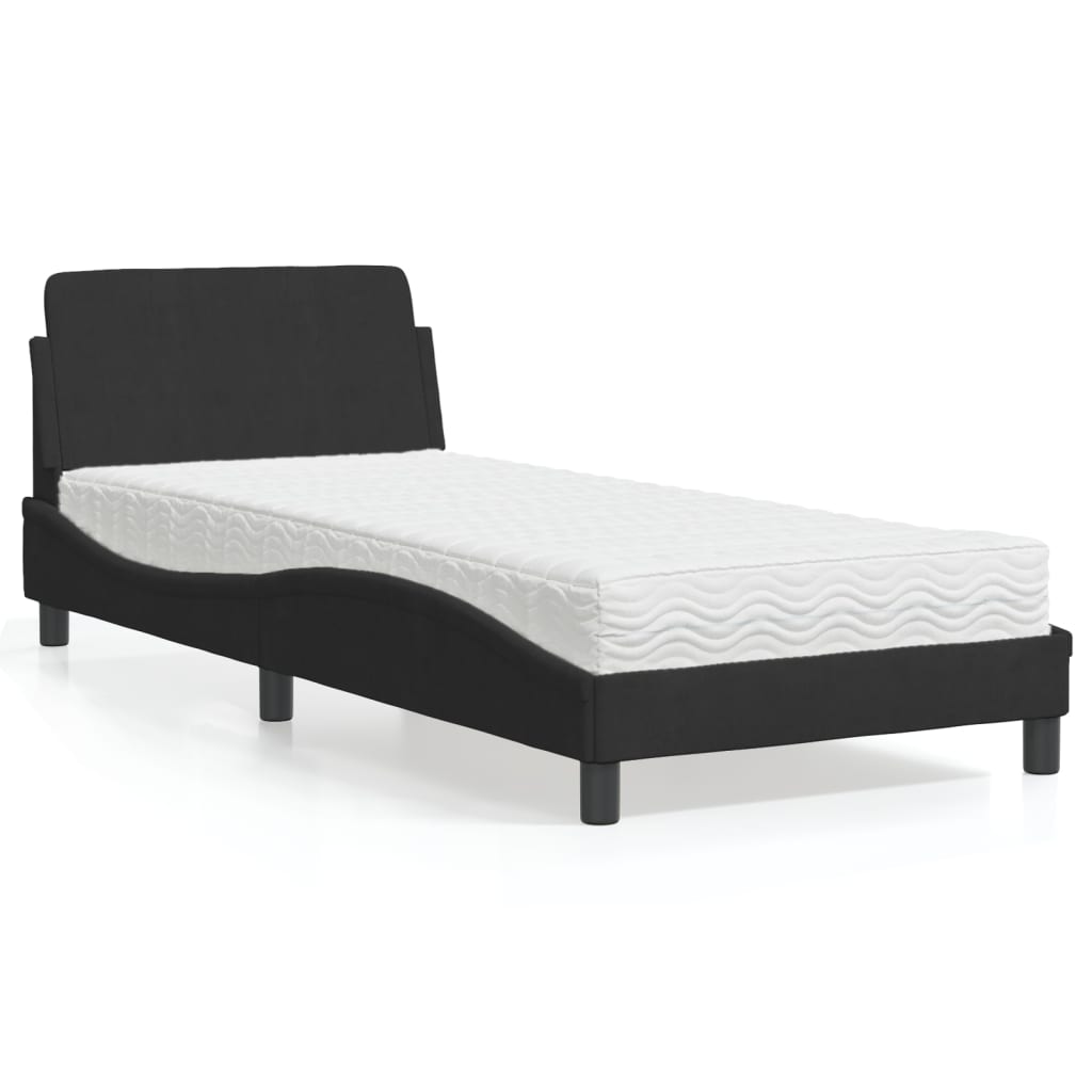 Letto con Materasso Nero 80x200 cm in Velluto