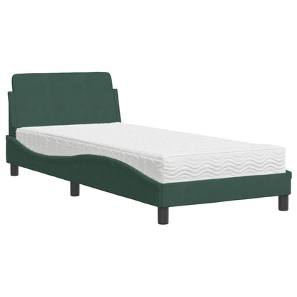 Letto con Materasso Dover Verde Scuro 80x200 cm in Velluto - homemem39