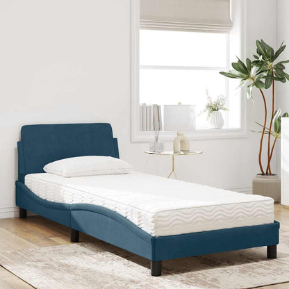 Letto con Materasso Dover Blu 80x200 cm in Velluto | homemem39