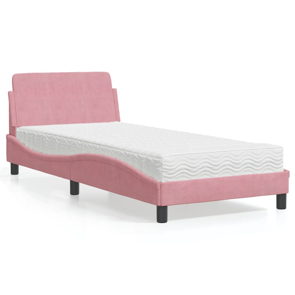 Letto con Materasso Dover Rosa 80x200 cm in Velluto - homemem39