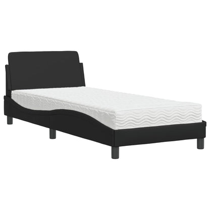 Bed with Black Mattress 80x200 cm in Faux Leather