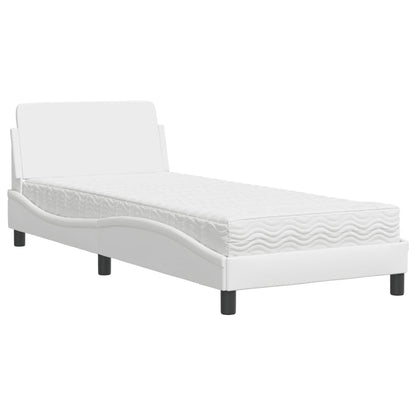 Bed with White Mattress 80x200 cm in Faux Leather