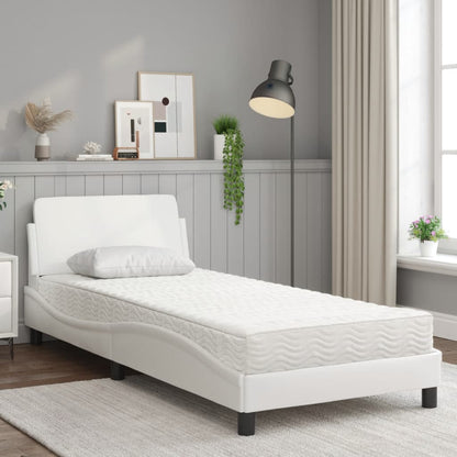 Bed with White Mattress 80x200 cm in Faux Leather