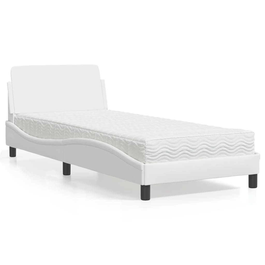 Bed with White Mattress 80x200 cm in Faux Leather