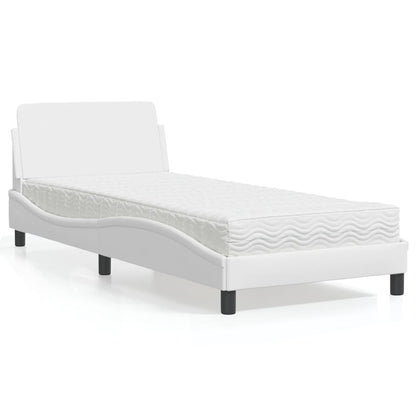 Letto con Materasso Bianco 80x200 cm in Similpelle