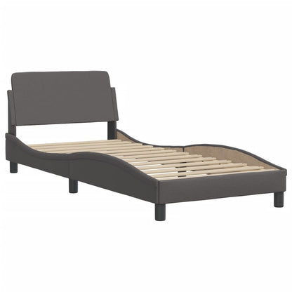 Bed with gray mattress 80x200 cm in imitation leather