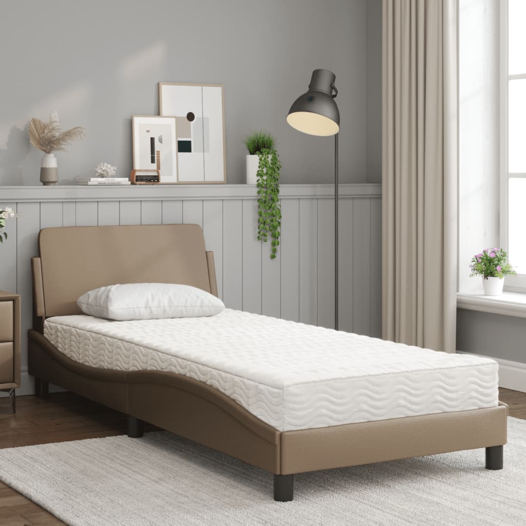 Letto con Materasso Dover Cappuccino 80x200 cm Similpelle - homemem39