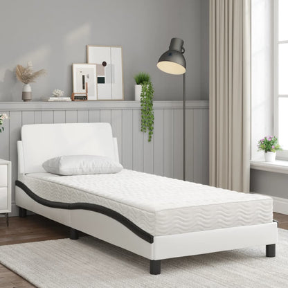 Bed with Black and White Mattress 80x200 cm in Faux Leather