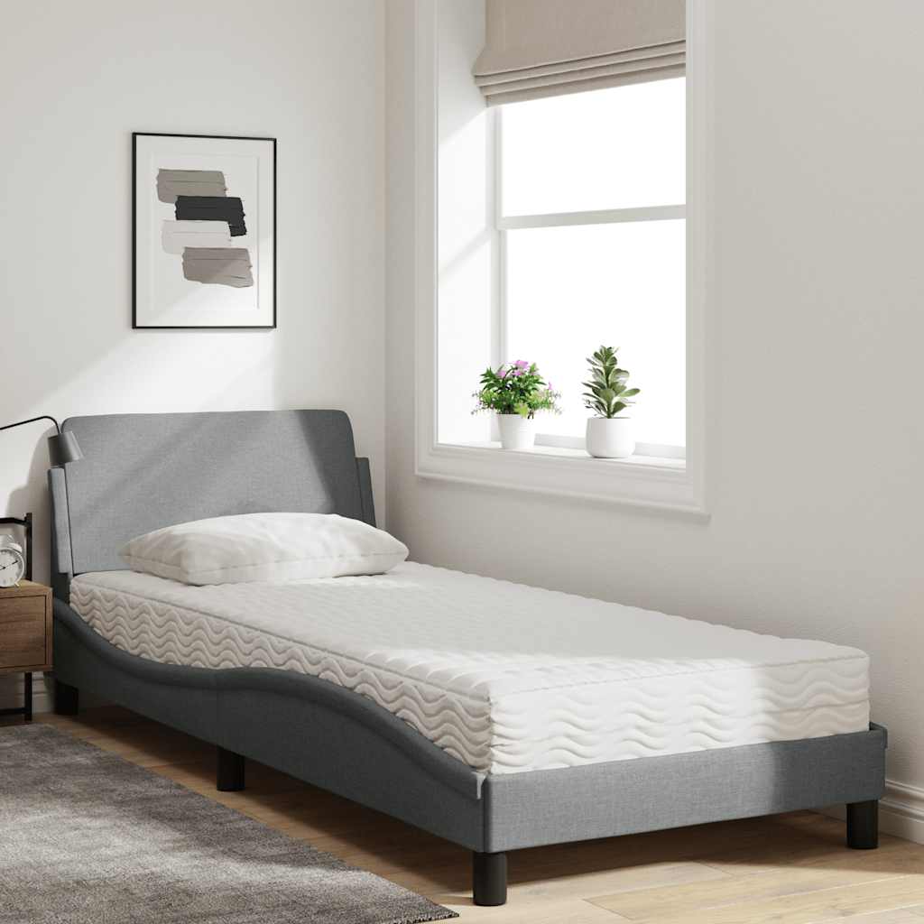 Letto con Materasso Dover Grigio Chiaro 90x190 cm in Tessuto - homemem39