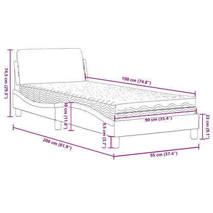 Letto con Materasso Dover Grigio Chiaro 90x190 cm in Tessuto - homemem39